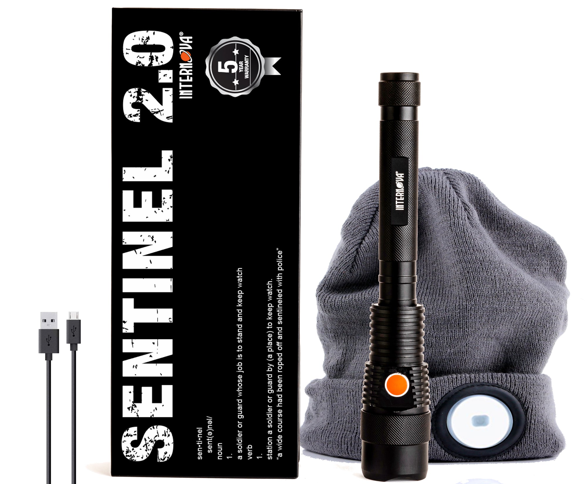 Monster Hunter Limited Edition Sentinel 2000 Lumen Tactical Flashlight with Unisex LED Beanie